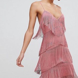 ASOS midi tiered fringe party dress